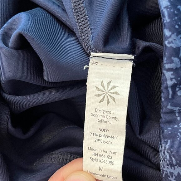 ATHLETA Midrise Navy Printed Crop Chaturanga Crop Leggings medium women - Picture 7 of 8